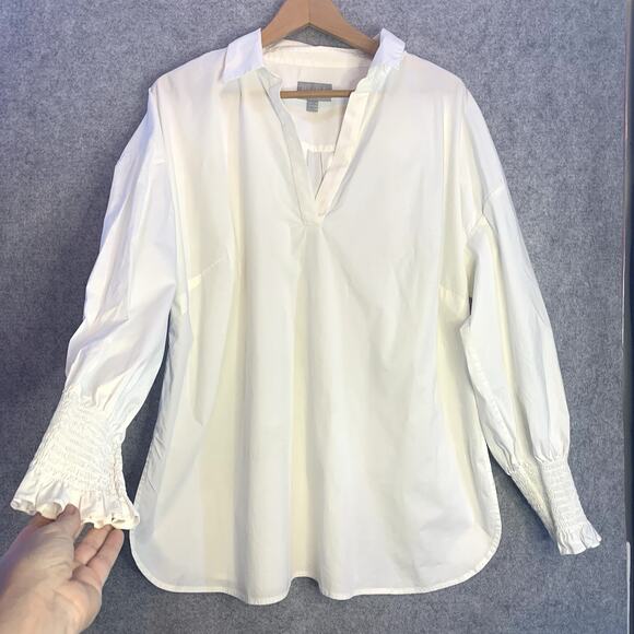 Pure Collection Long Sleeve White Cotton Pullover Blouse, Women's Size 14/16 - Picture 6 of 14